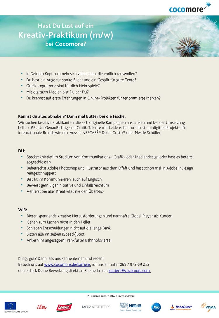 Stellenanzeige neu kreation praktikum 151106 1
