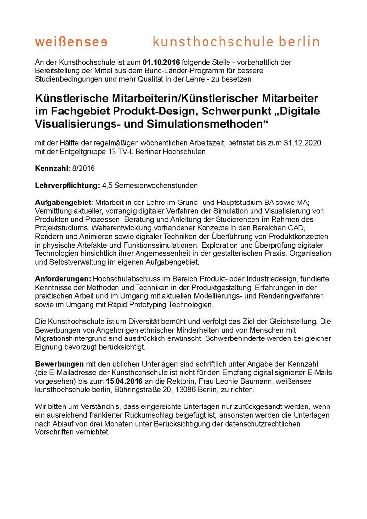 Job weissensee assistent