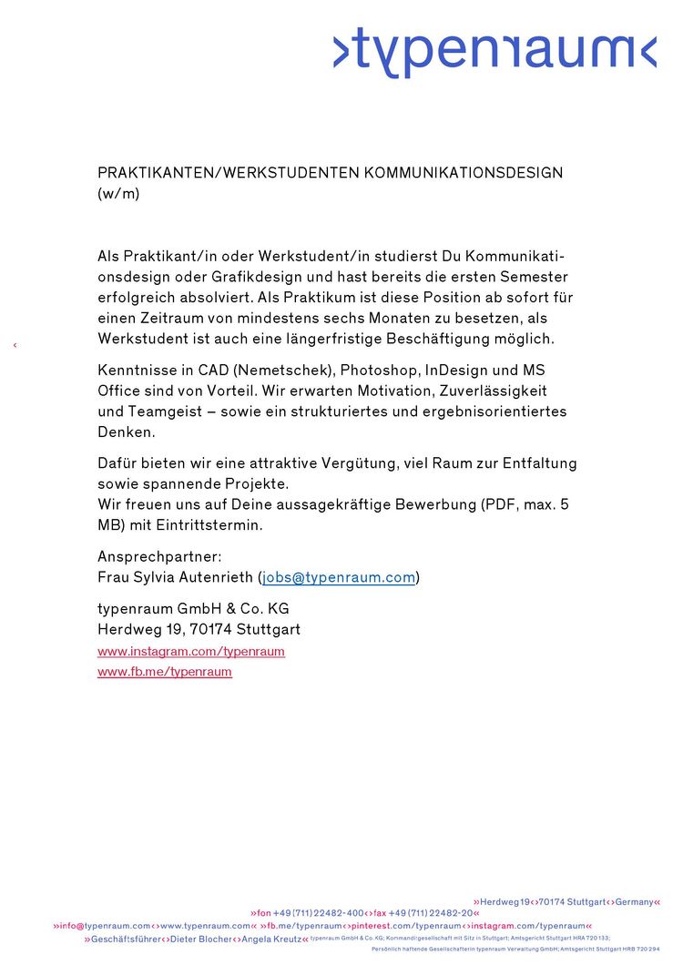 170515 werkstudent praktikant kommunikationsdesign