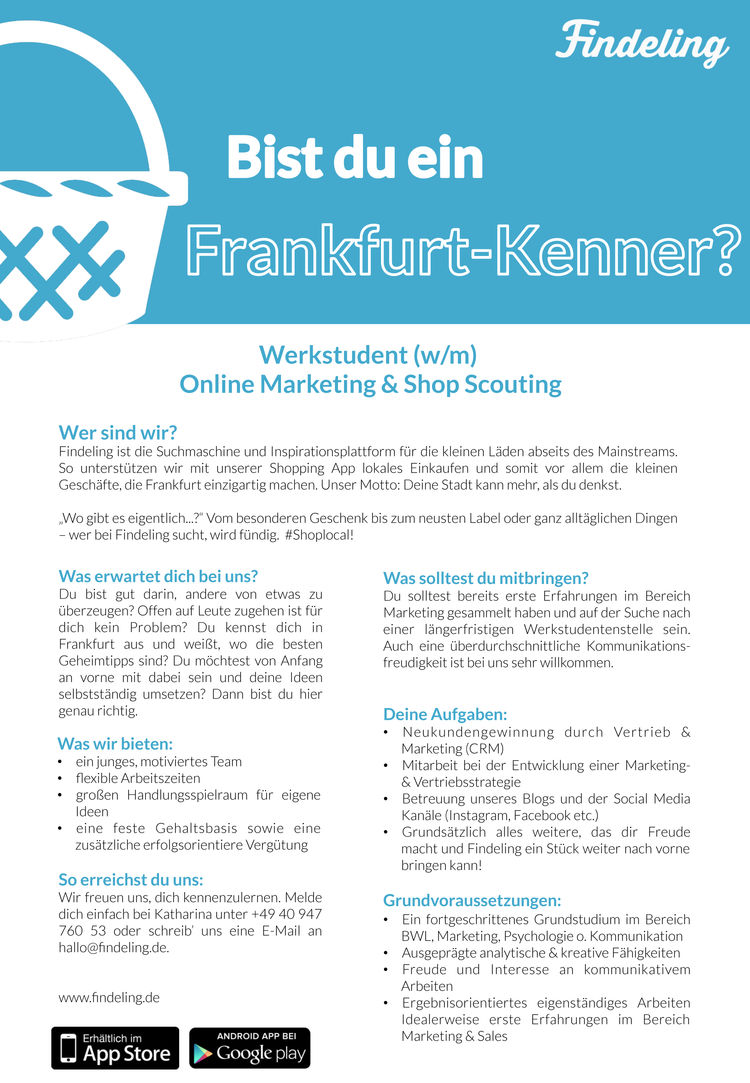Stellenausschreibung sales werkstudent frankfurt