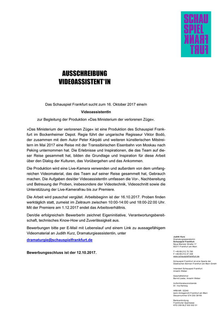 Ausschreibung videoassist