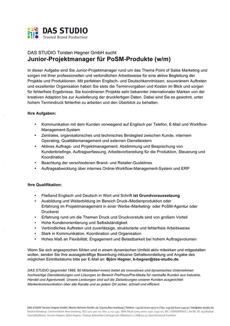 Das studio junior pm posm