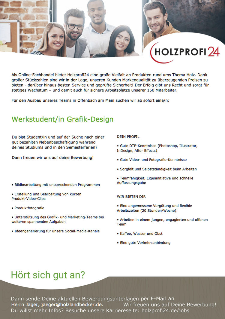 Stellenanzeige 2018 werkstudent grafik design fin
