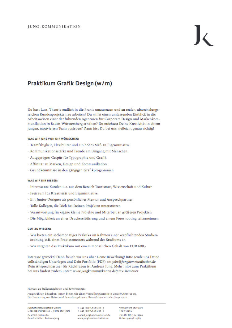 Jungkommunikation karriere praktikum grafik design 1