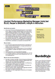 Junior perfomance marketing manager bei elle  harper s bazaar  instyle in muenchen