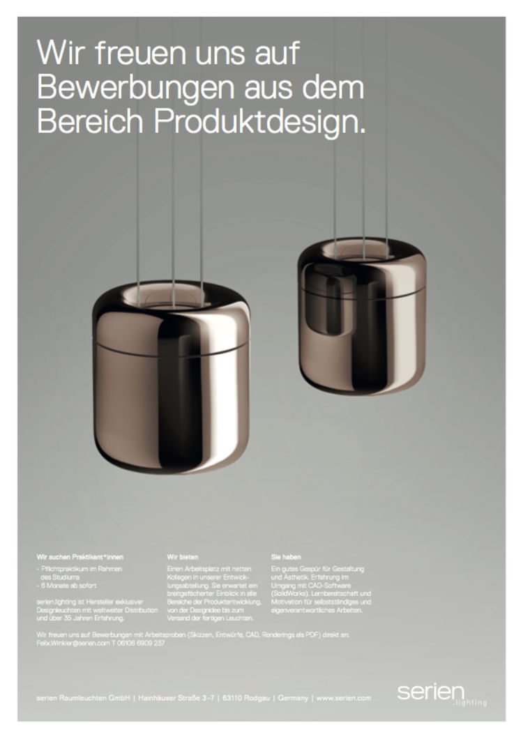 Serien lighting stellenanzeige produktdesign a4 20180712