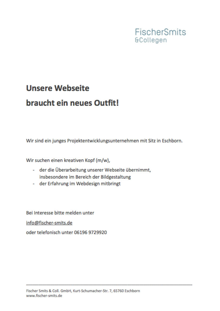 Stellenanzeige webdesign