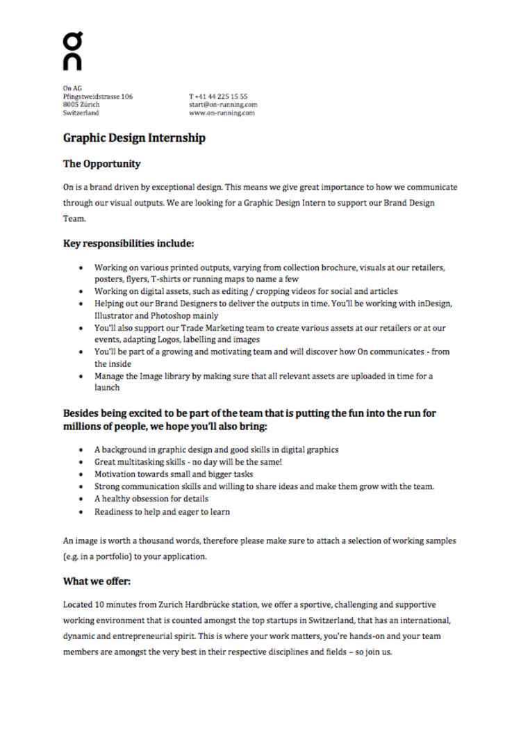 Graphic design internship