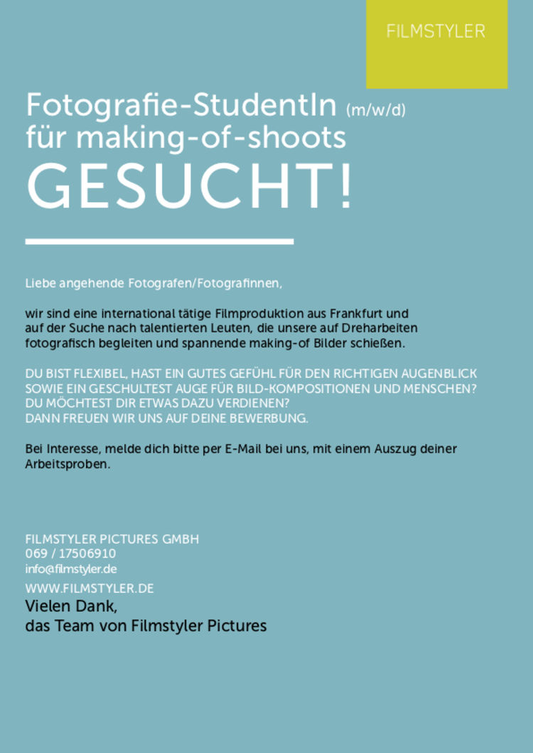 Aufruf making of fotograf