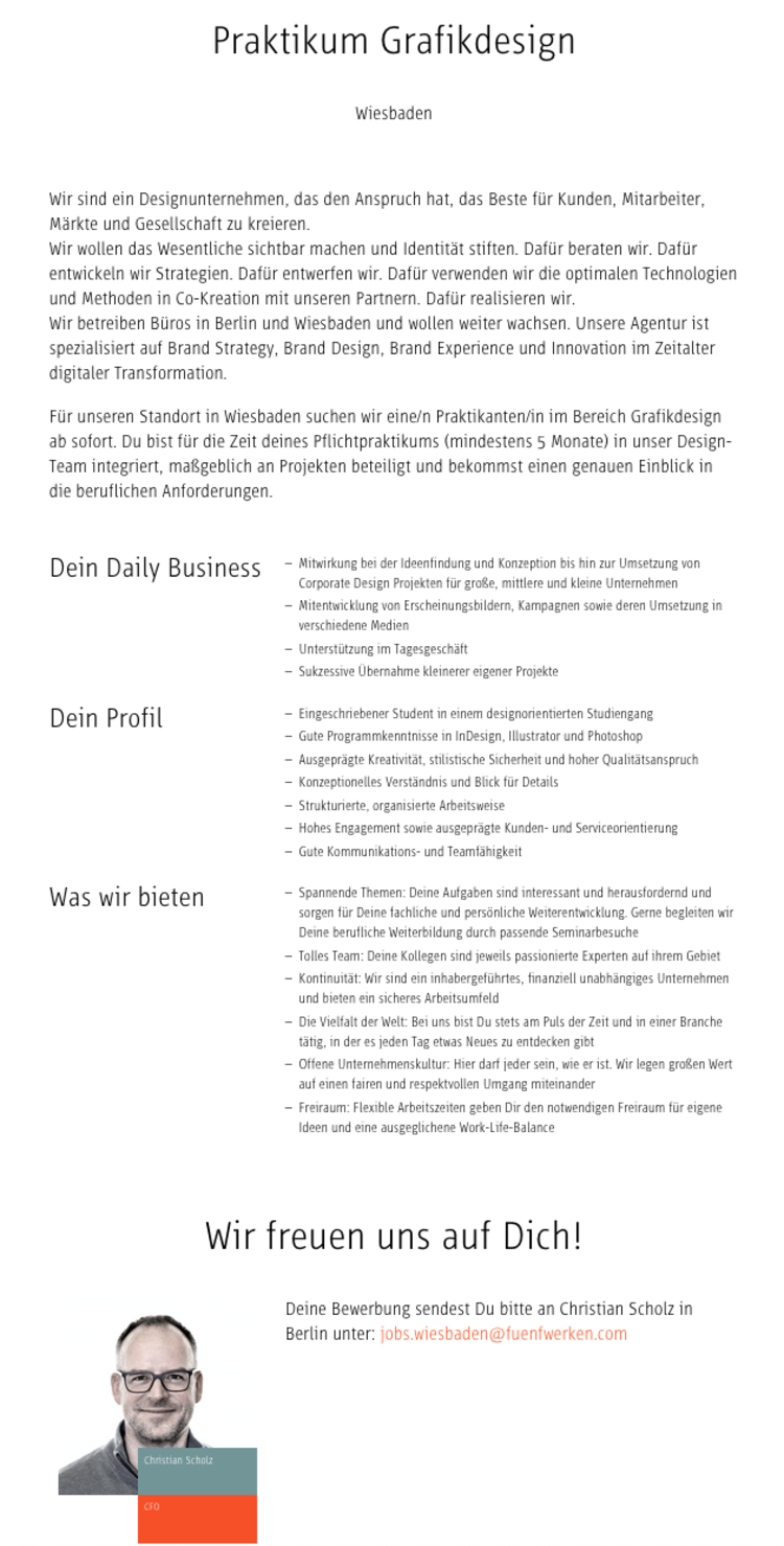 Www fuenfwerken com jobs praktikum grafikdesign ab sofort wiesbaden