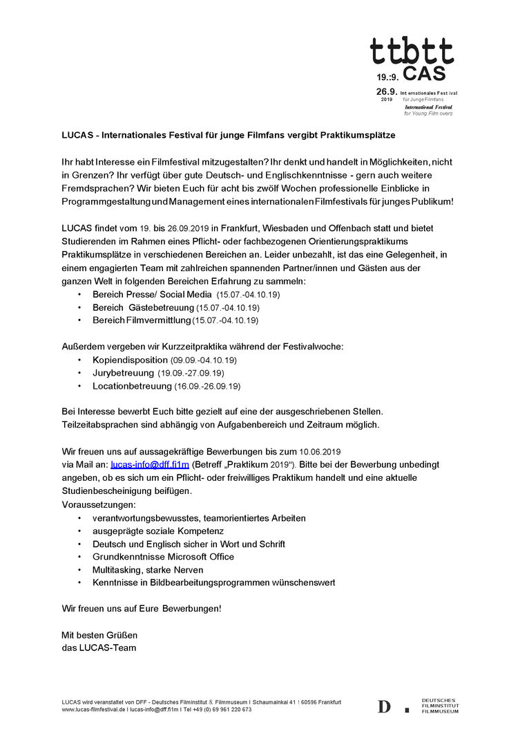 Lucas praktikantenausschreibung 190603