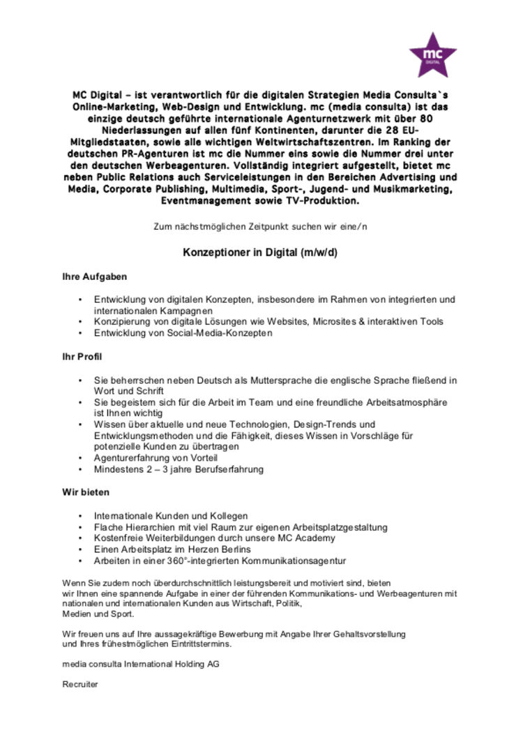 Konzeptioner in digital
