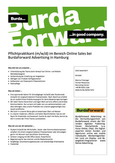 Pflichtpraktikant im bereich online sales bei burdaforward advertising