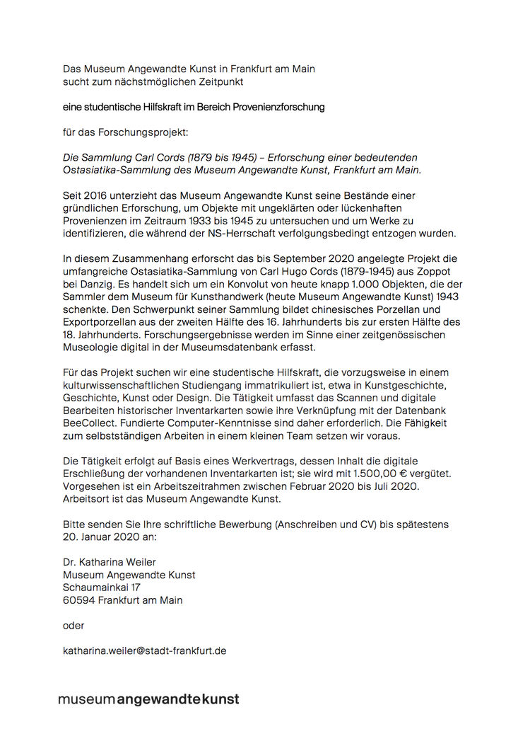 Ausschreibung studentische hilfskraft