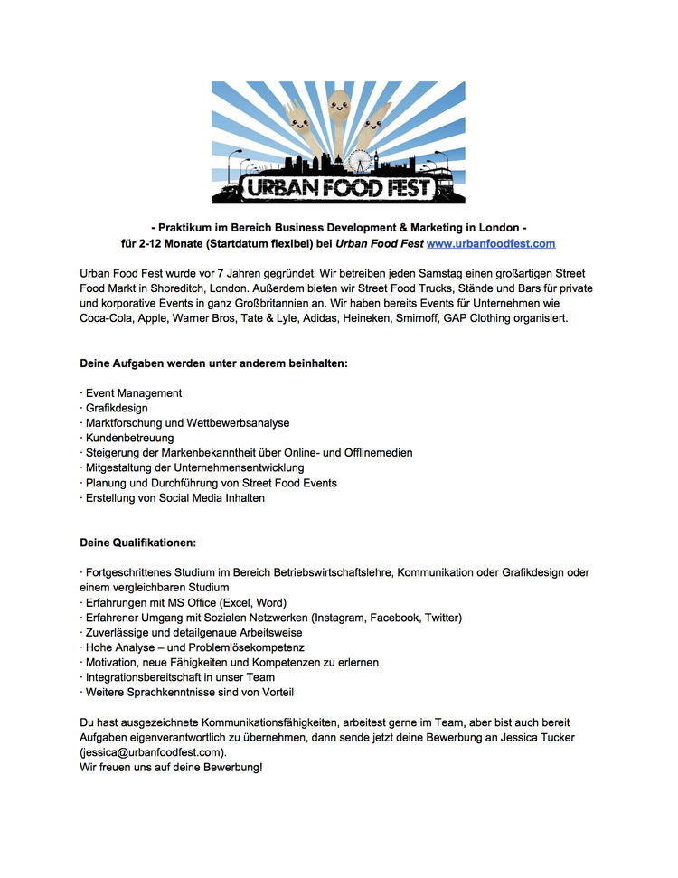 Internship advert german