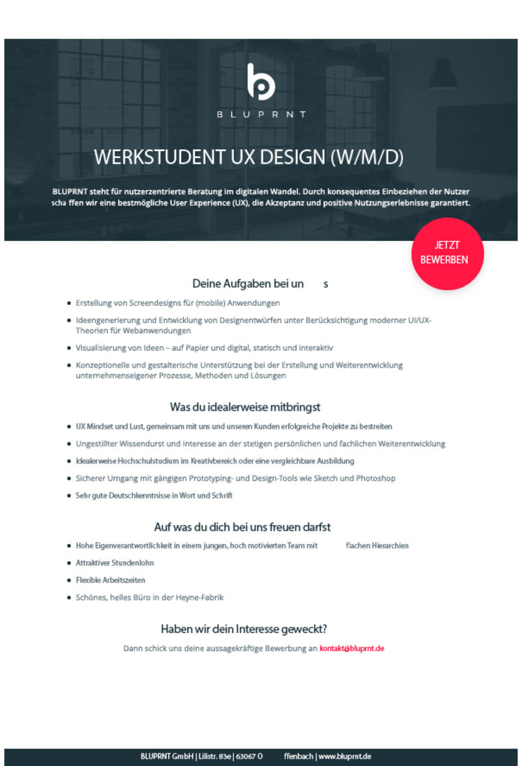 Bluprnt werkstudent ux design