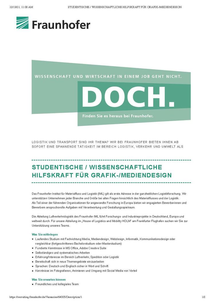 Studentische   wissenschaftliche hilfskraft fuer grafik  mediendesign seite 1