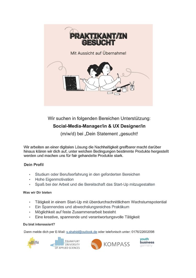 Deinstatement praktikant gesucht