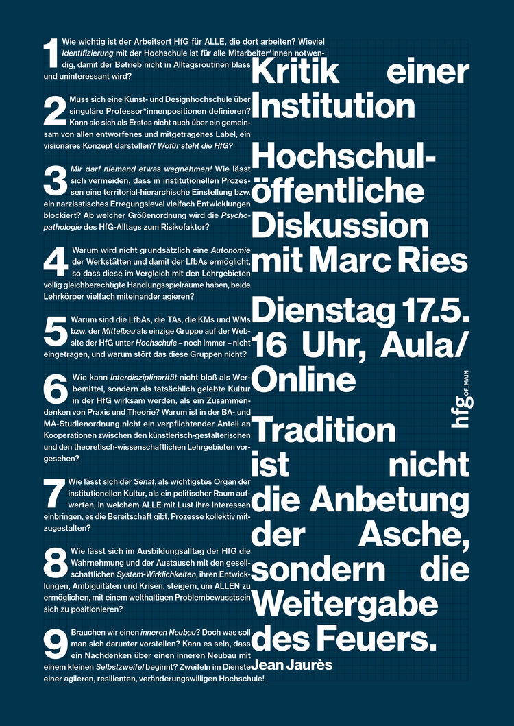 Plakat kritik einer institution hfg rz neu