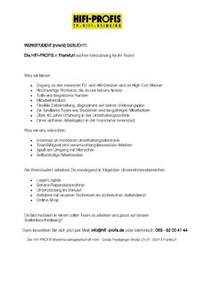 Stellenausschreibung student
