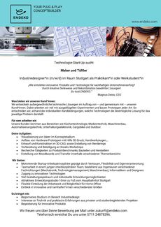Endeko stellenanzeige praktikum industriedesignerin