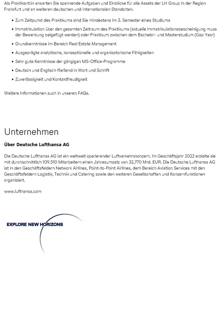Stellenanzeige deutsche lufthansa ag praktikum im bereich corporate real estate management seite 3