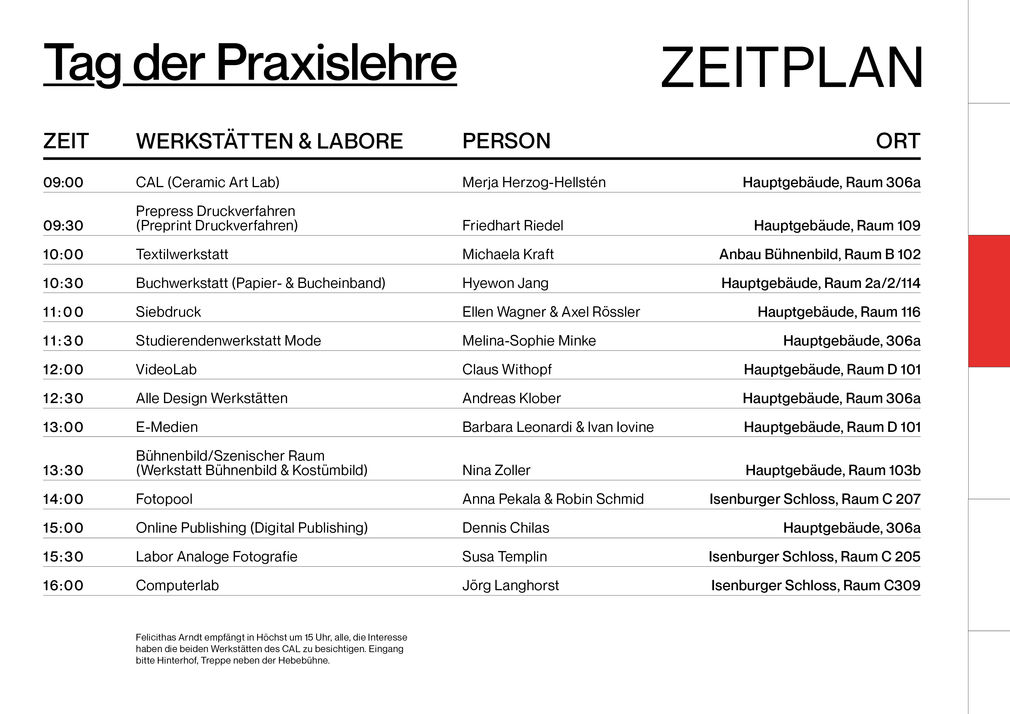 Zeitplan tag der praxislehre