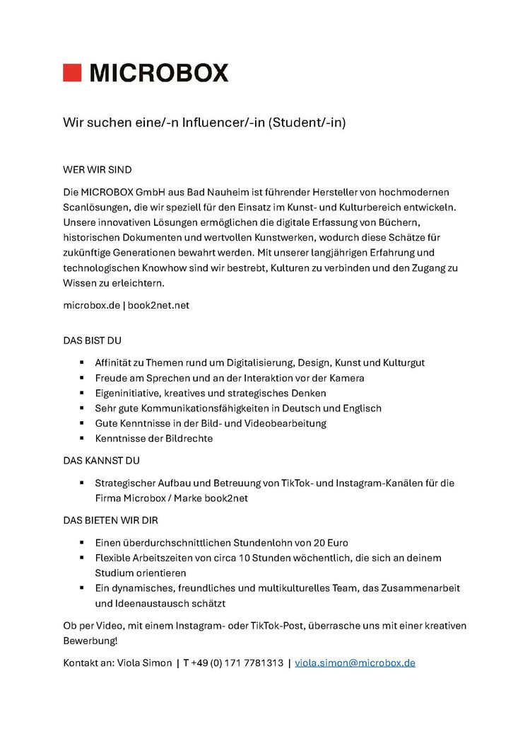 Stellenausschreibung microbox 1