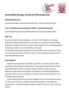 Social media manager als werkstudent seite 1