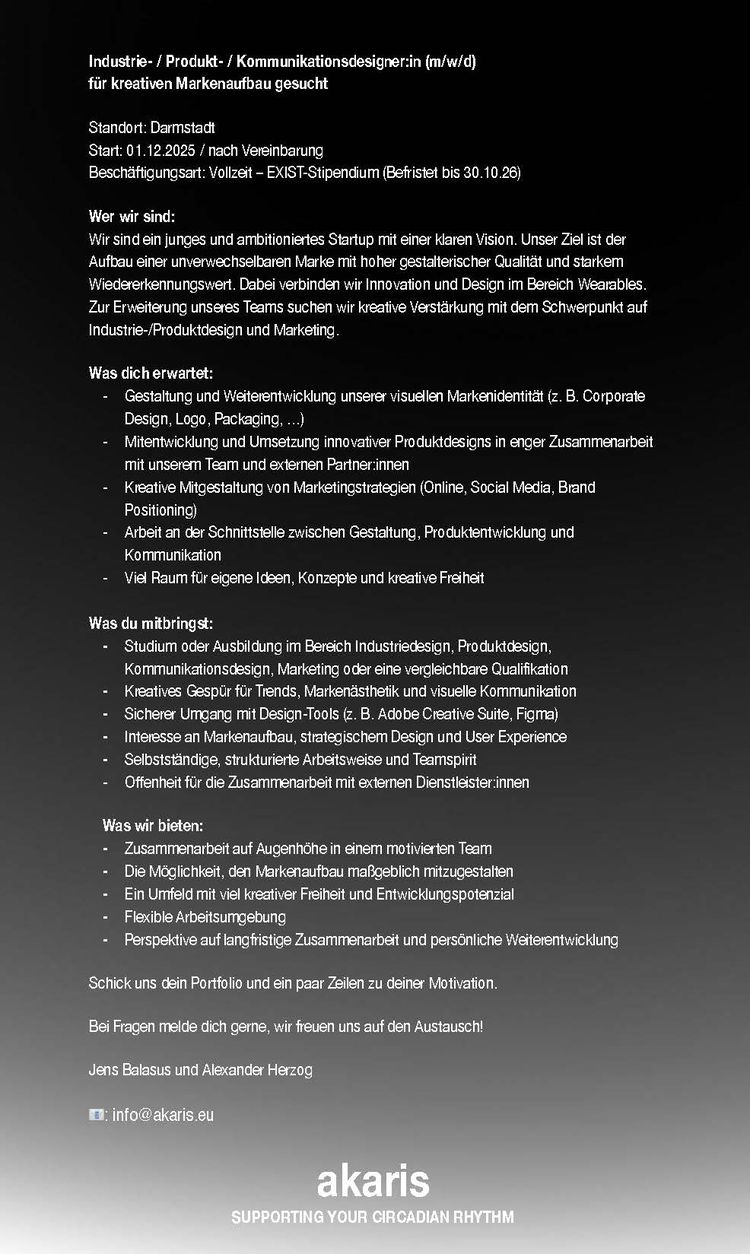 Stellenausschreibung akaris 1 