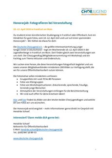 Honorarjob veranstaltungsfotos